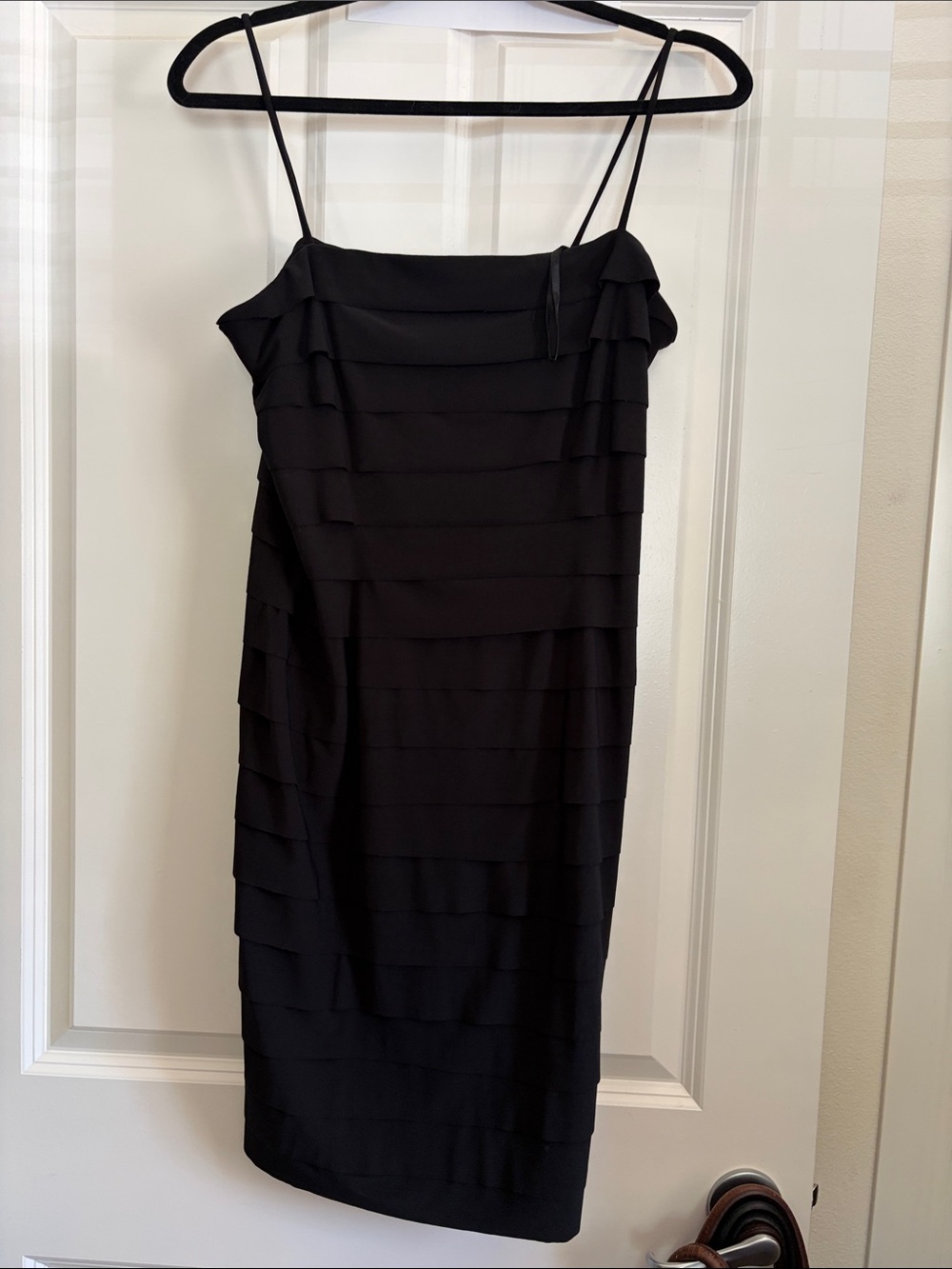 Jones Wear Black Layered Spaghetti-Strap Mini Dress